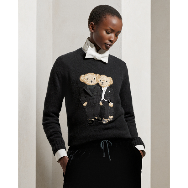 Ralph Lauren Bow Tie Polo Bear Women’s cheapest Black Crew Neck Sweatshirt - Size S