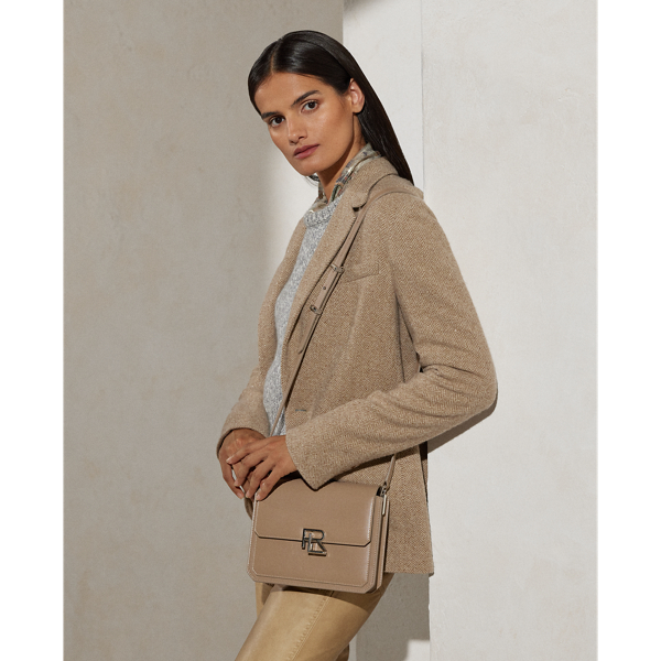 Taupe RL 888 Box Calfskin Crossbody Ralph Lauren Collection 7