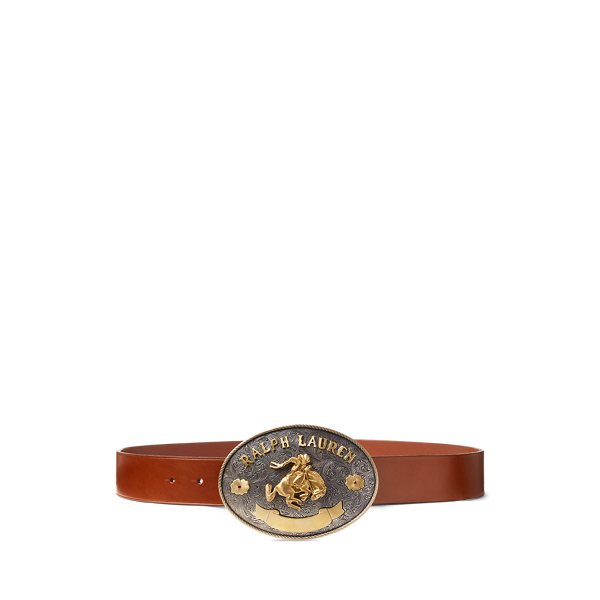 Rodeo-Buckle Vachetta Leather Wide Belt