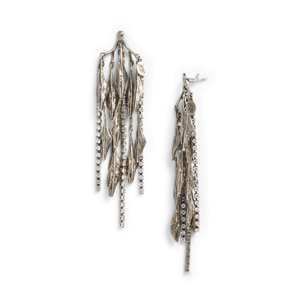 Grey Leaves &amp; Crystal Earrings Ralph Lauren Collection 2