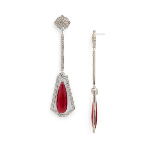 Grey/Red Crystal Swing-Bar Earrings Ralph Lauren Collection 2