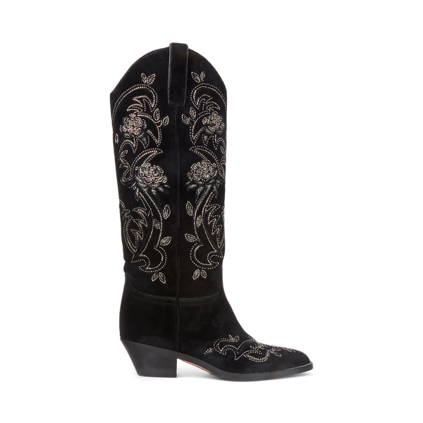 Jaelynne Embroidered Velvet Tall Boot Ralph Lauren Collection 1