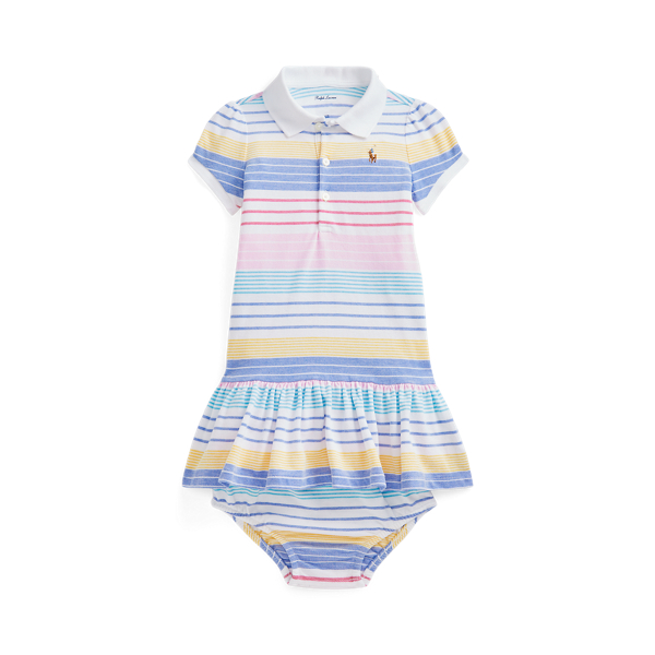 Gestreepte mesh Polo-jurk en bloomer