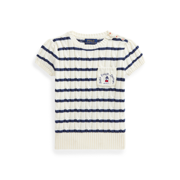 Striped Cotton Short-Sleeve Jumper