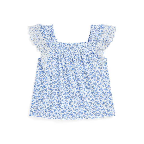 Floral Ruffled Cotton Jersey Top