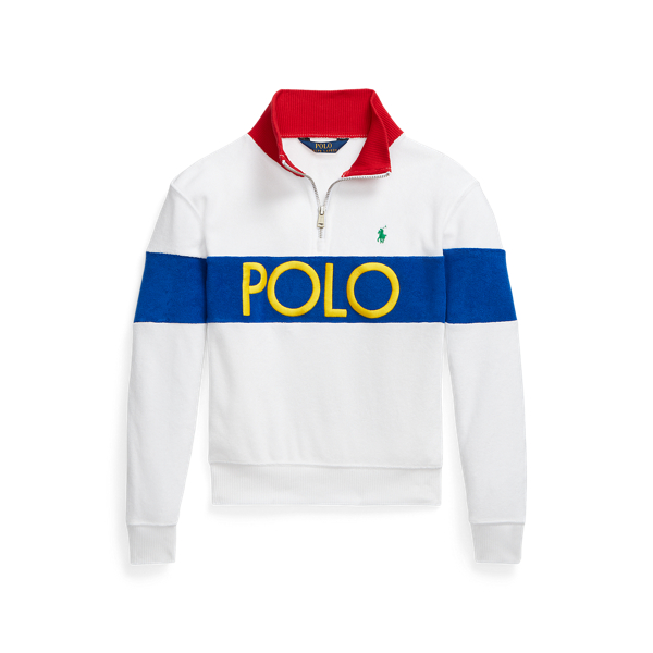 Jersey de rizo con cremallera y logotipo