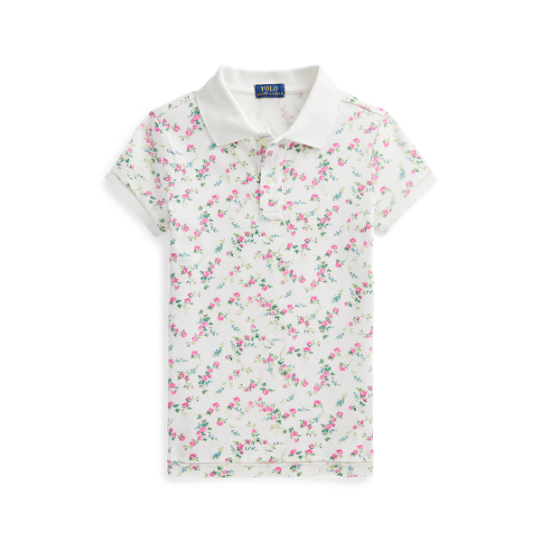 Floral Cotton Mesh Polo Shirt