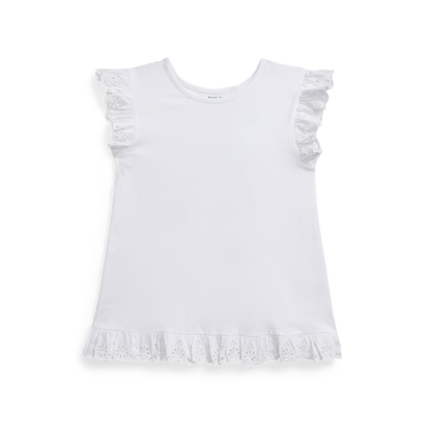Katoen jersey top met geborduurde oogjes