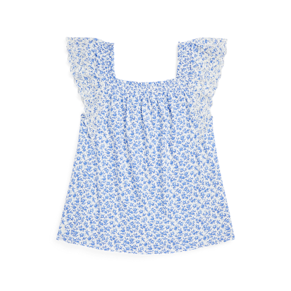 Floral Ruffled Cotton Jersey Top
