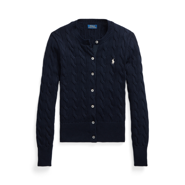 Baumwollstrickjacke mit Zopfmuster