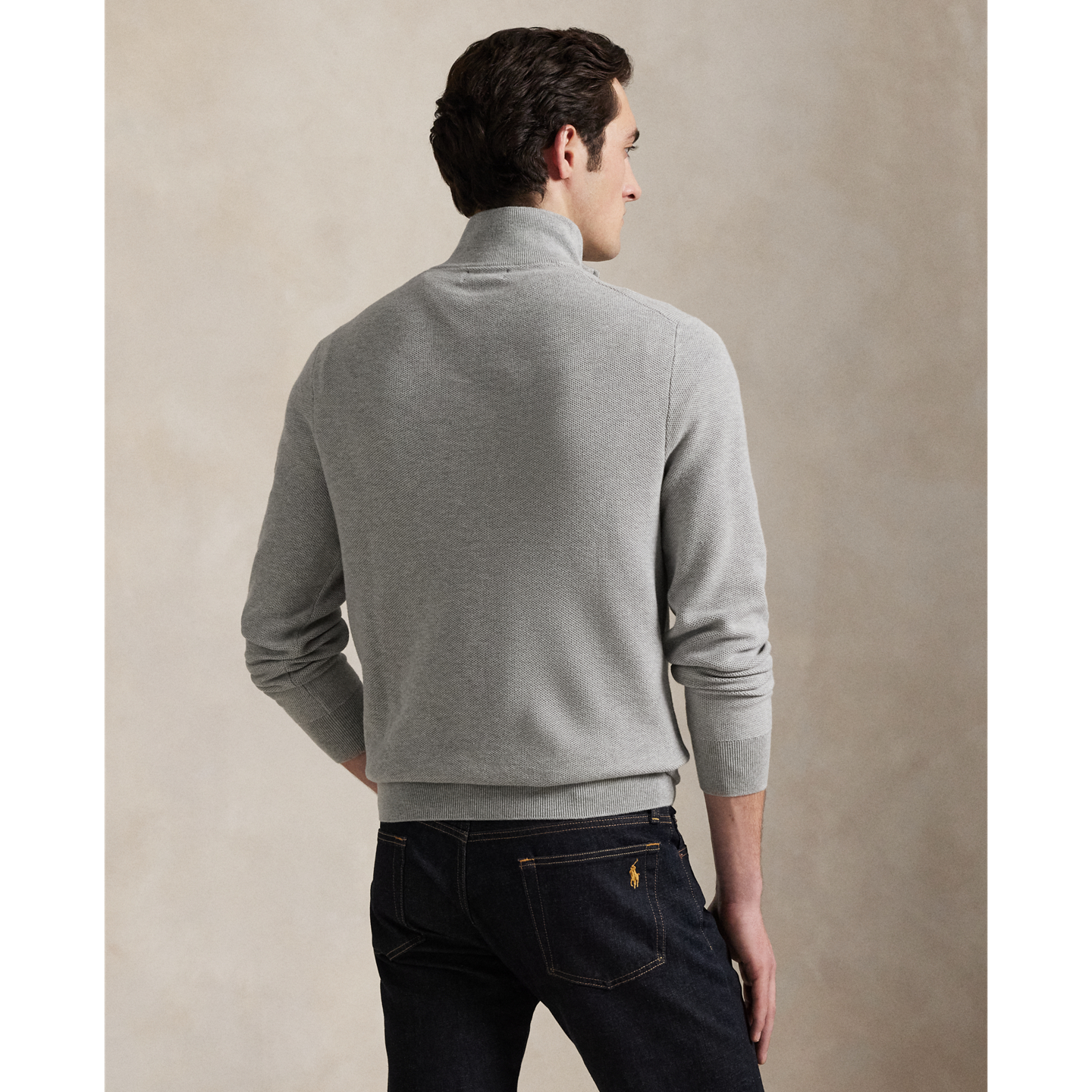 Мужской свитер Polo Ralph Lauren Mesh-Knit Cotton Quarter-Zip, цвет: Меланжевый — фото 2