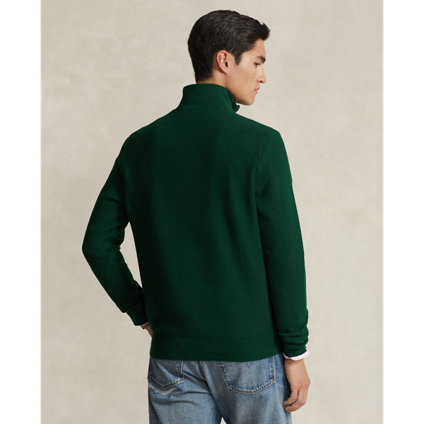 [폴로] Mesh-Knit Cotton Quarter-Zip Sweater