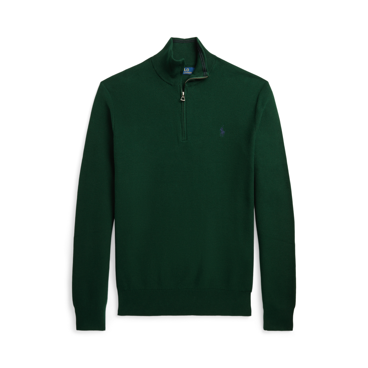 Mesh Knit Cotton Quarter Zip Sweater