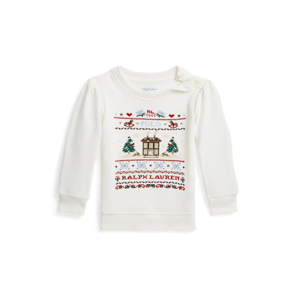 Sweat brod&eacute; en molleton Baby Girl en 1