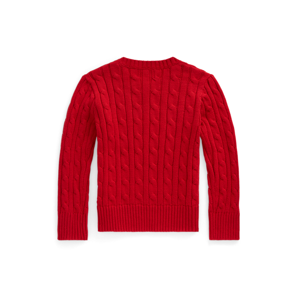 RL 2000 Red Cable-Knit Cotton Sweater Girls 2-6x 2