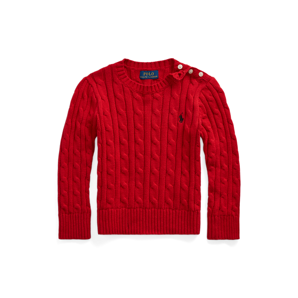RL 2000 Red Cable-Knit Cotton Sweater Girls 2-6x 1