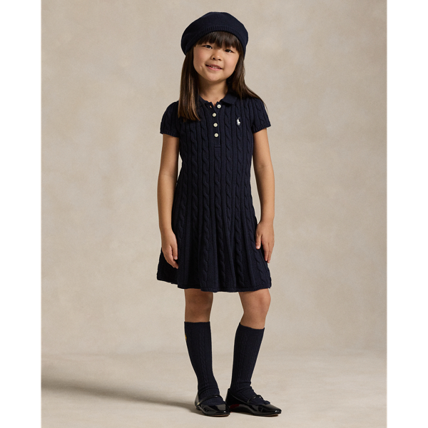 Cable Knit Cotton Polo Jumper Dress for Girls Ralph Lauren IL