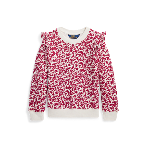 Fleece sweatshirt met bloemen en ruches