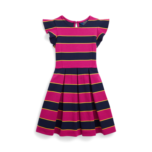 Striped Pleated Ponte Dress
