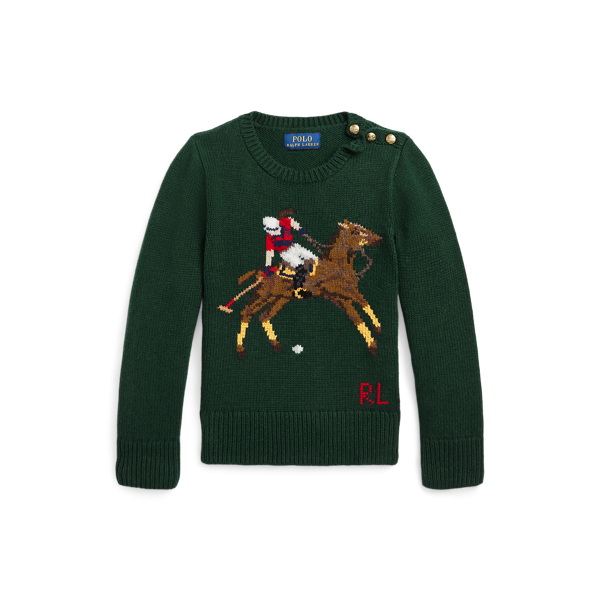 Intarsia-Knit Polo Cotton-Blend Sweater Girls 2-6x 1