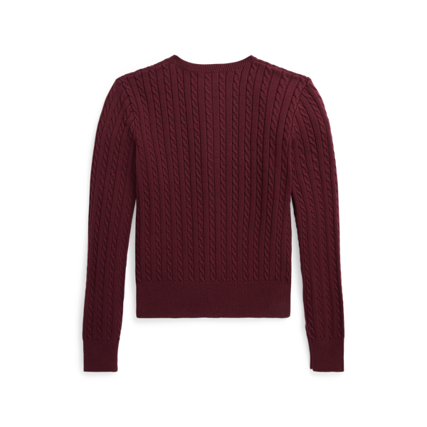 Harvard Wine W/Prch Crea Mini-Cable Cotton Cardigan Girls 7-14 Years 3