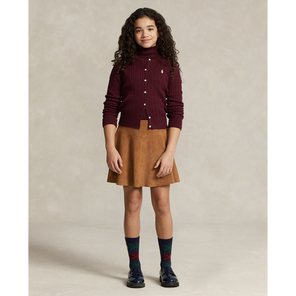 Harvard Wine W/Prch Crea Mini-Cable Cotton Cardigan Girls 7-14 Years 5