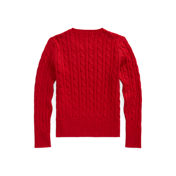 RL 2000 Red Cable-Knit Cotton Sweater Girls 7-16 2