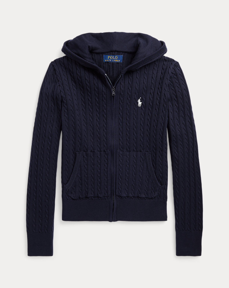 Mini-Cable Cotton Full-Zip Hoodie for Girls | Ralph Lauren® CL Mini-Cable Cotton Full-Zip Hoodie for Girls | Ralph Lauren® CL