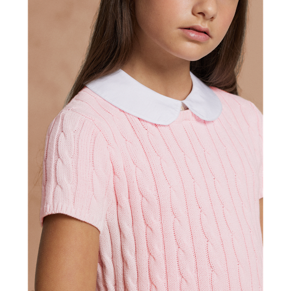 Morning Pink Cable-Knit Cotton Sweater Dress Girls&rsquo; Collection 7-16 4