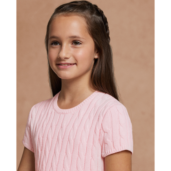 Morning Pink Cable-Knit Cotton Sweater Dress Girls&rsquo; Collection 7-16 5