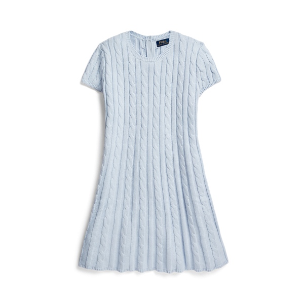 Pearl Blue Cable-Knit Cotton Sweater Dress Girls&rsquo; Collection 7-16 7