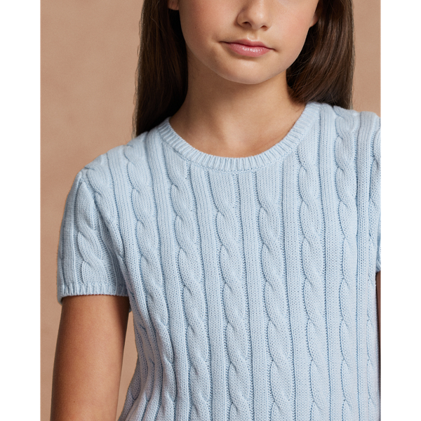 Pearl Blue Cable-Knit Cotton Sweater Dress Girls&rsquo; Collection 7-16 5