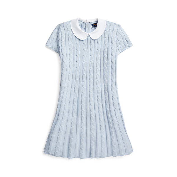 Pearl Blue Cable-Knit Cotton Sweater Dress Girls&rsquo; Collection 7-16 2