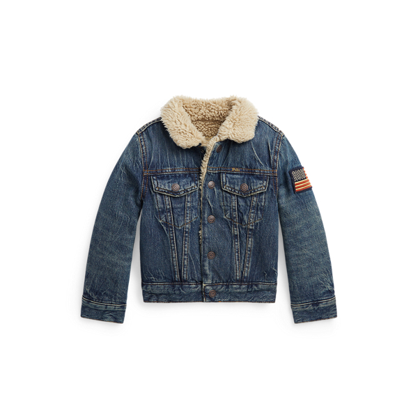 Teddy Fleece Lined Denim Trucker Jacket