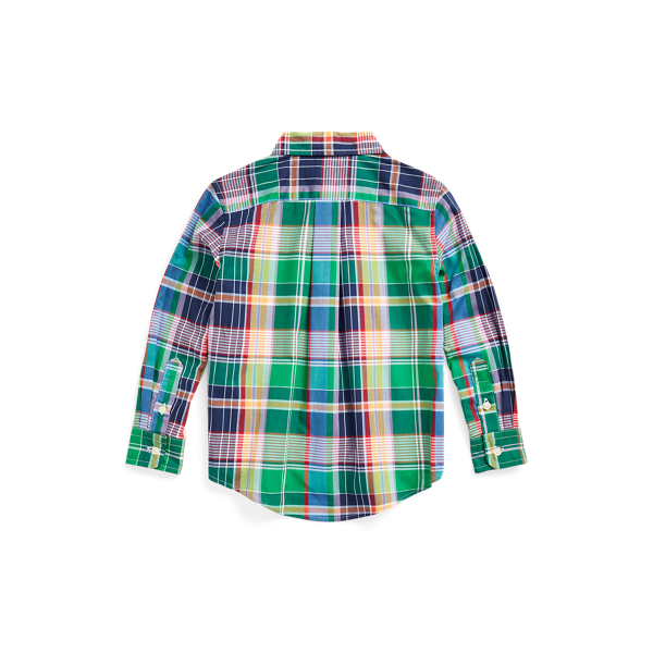 Green/Yellow Multi Plaid Cotton Poplin Shirt Boys 2-7 2