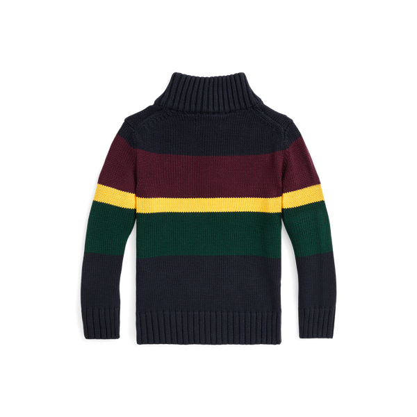 RL Navy Multi Striped Cotton Quarter-Zip Sweater Boys 2-7 2