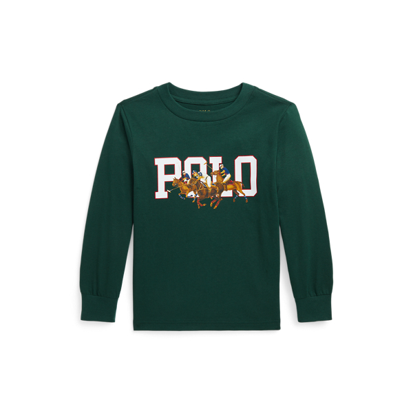 Moss Agate Triple-Pony Logo Cotton Long-Sleeve Tee Boys 2-7 1