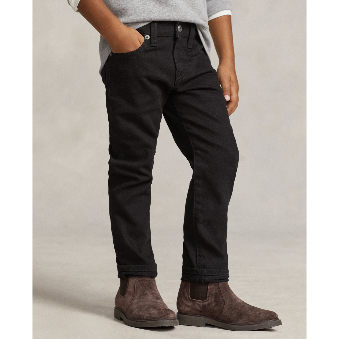Детские джинсы Ralph Lauren Sullivan Slim Stretch, цвет: Чёрный варёный — фото 2