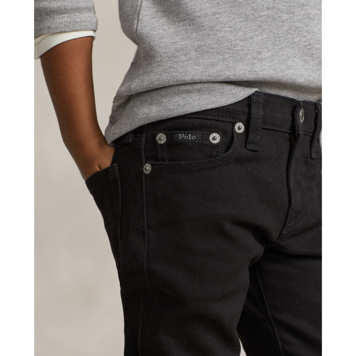 Детские джинсы Ralph Lauren Sullivan Slim Stretch, цвет: Чёрный варёный — фото 3