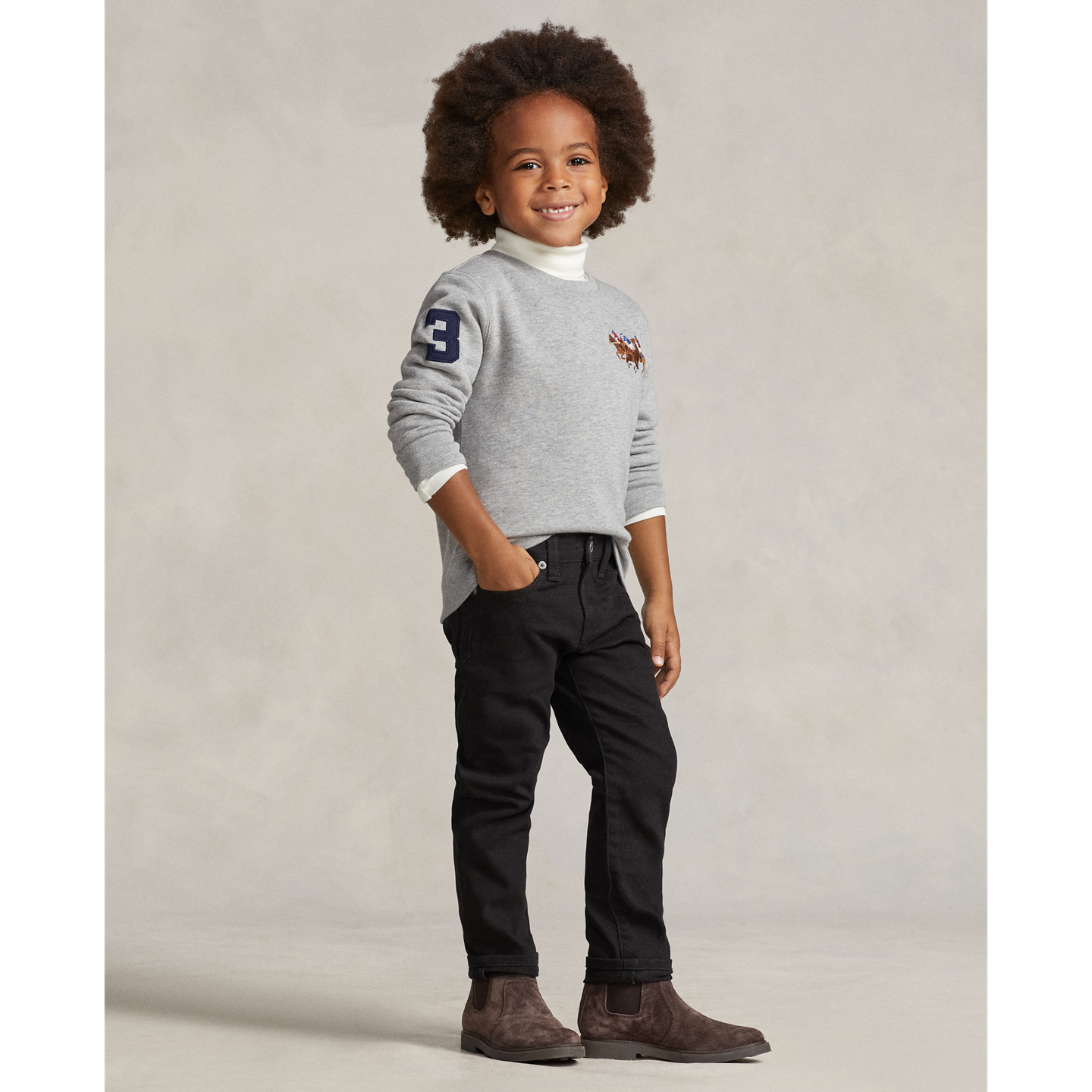 Детские джинсы Ralph Lauren Sullivan Slim Stretch, цвет: Чёрный варёный — фото 4