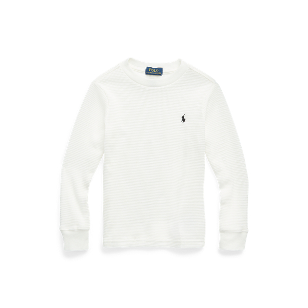 Waffle Knit Cotton Long Sleeve T Shirt for Boys Ralph Lauren CH