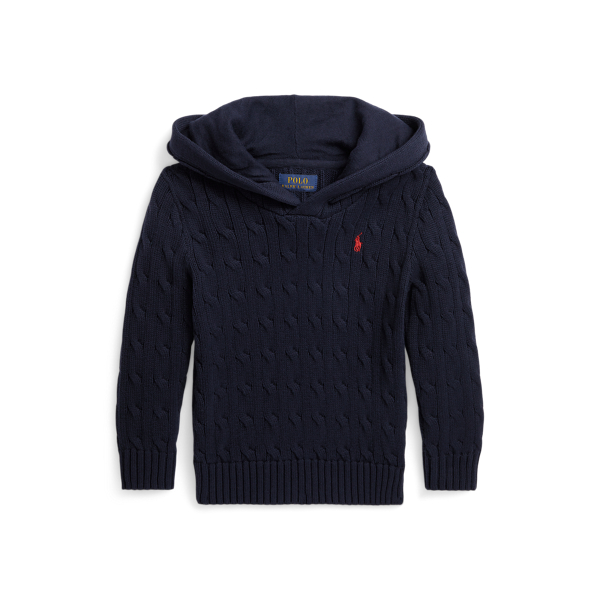 RL Navy Cable-Knit Cotton Hooded Sweater Boys 2-7 1