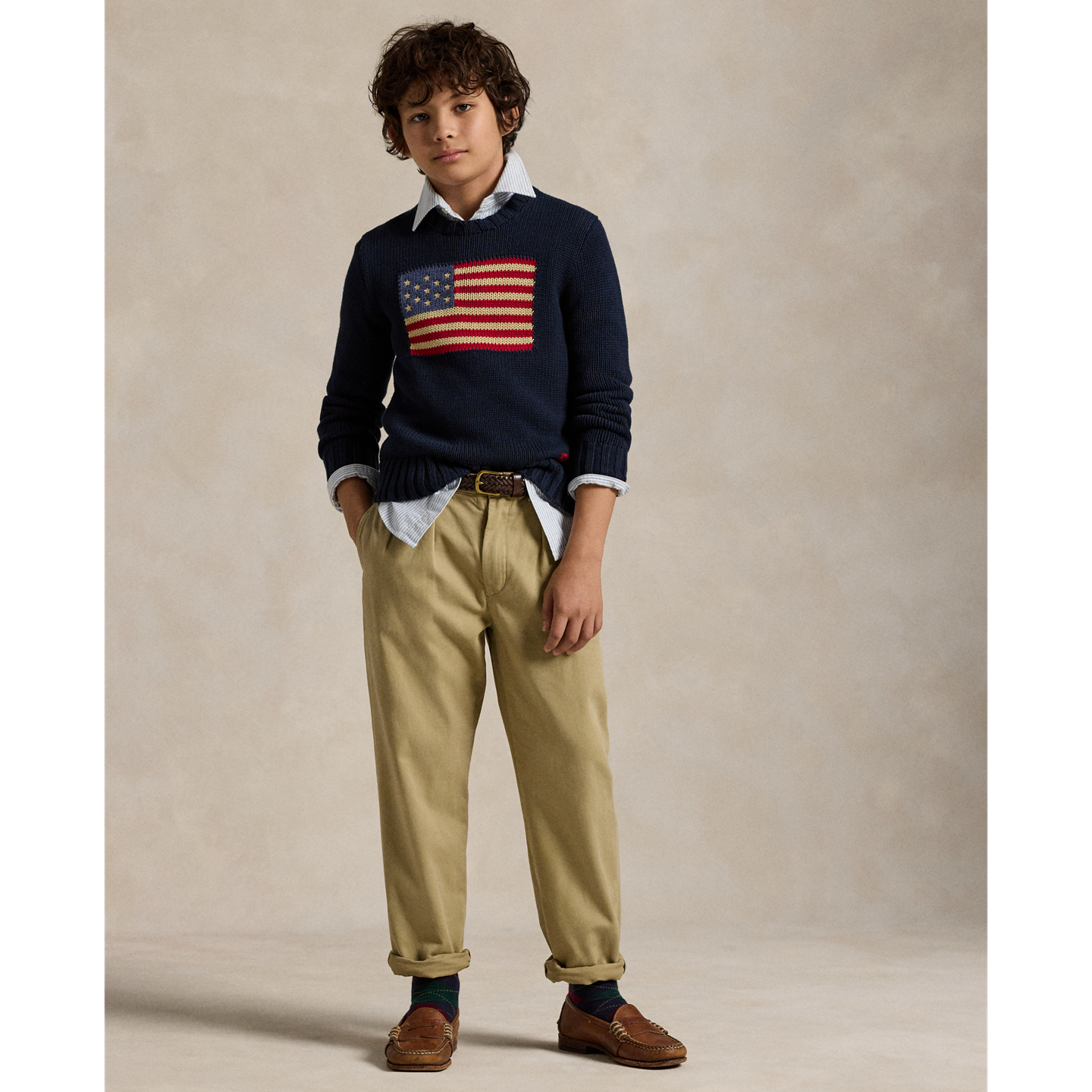 Детские брюки Ralph Lauren Whitman Relaxed Fit Pleated Chino, цвет: Хаки — фото 4