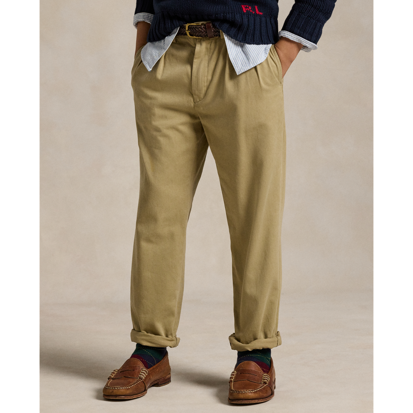 Детские брюки Ralph Lauren Whitman Relaxed Fit Pleated Chino, цвет: Хаки — фото 2