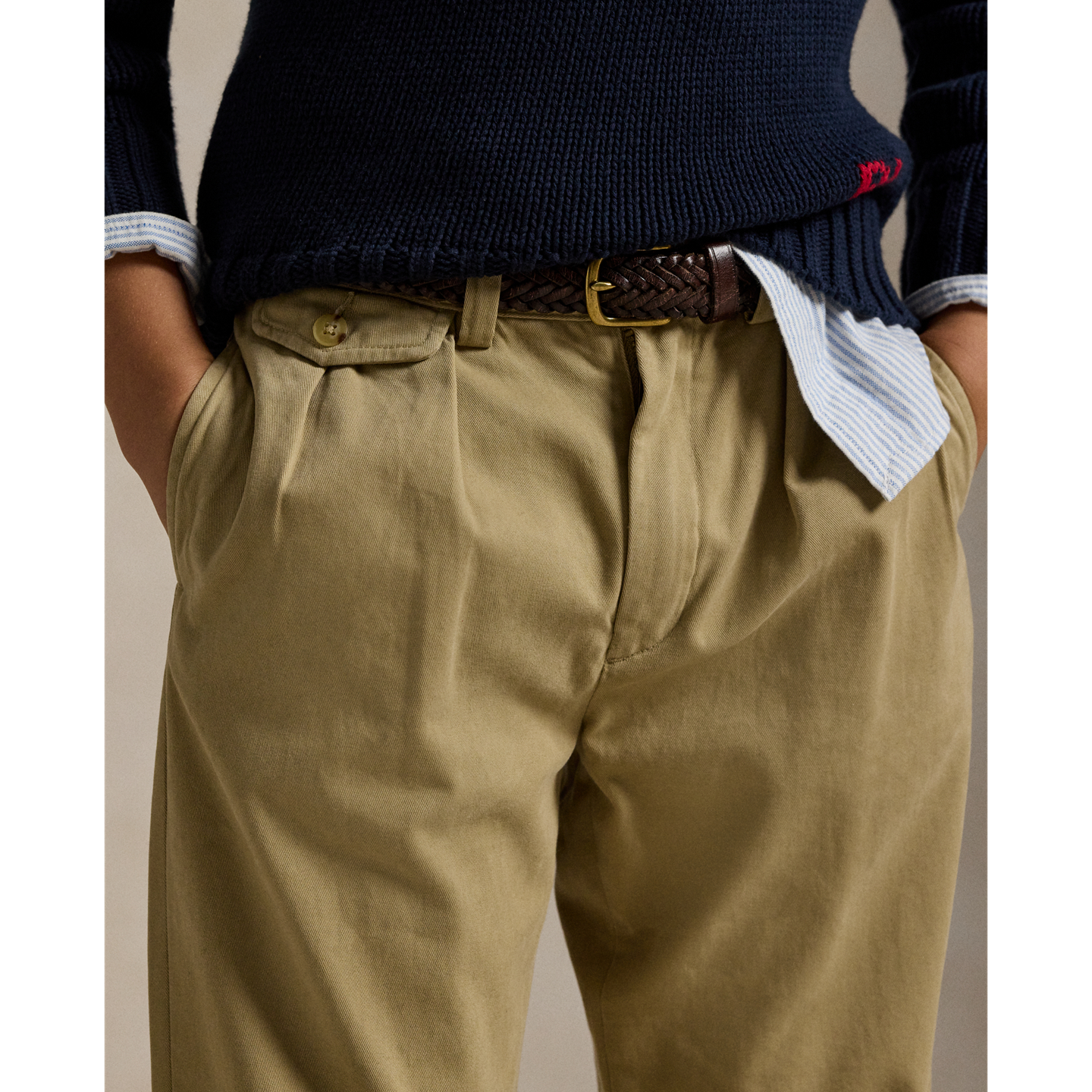 Детские брюки Ralph Lauren Whitman Relaxed Fit Pleated Chino, цвет: Хаки — фото 3