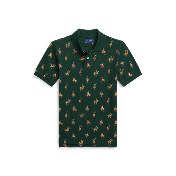 Equestrian-Print Cotton Mesh Polo Shirt