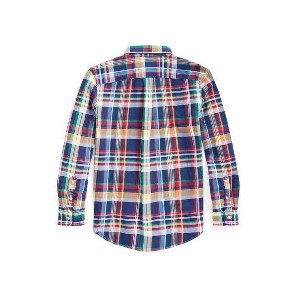 Navy/Yellow Multi Plaid Cotton Oxford Shirt Boys 8-20 2