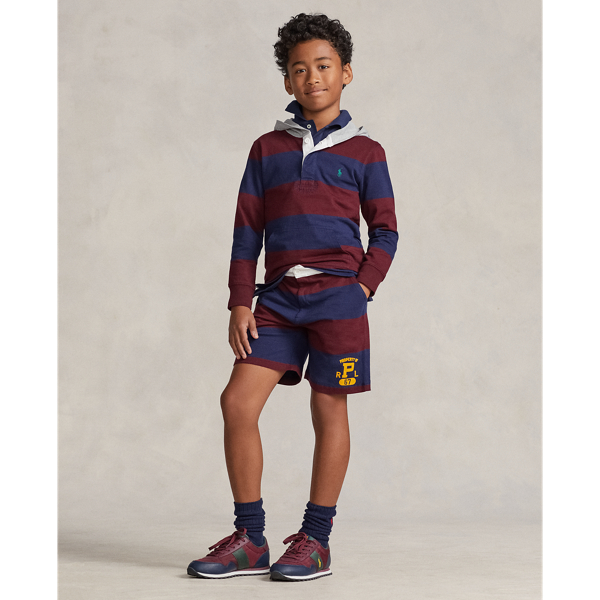 Harvard Wine/Navy Striped Cotton Hooded Rugby Shirt Boys 8-20 4