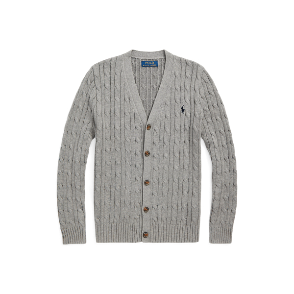 Cable-Knit Cotton V-Neck Cardigan