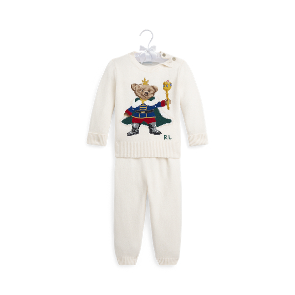 Polo Bear Wool-Blend Sweater & Pant Set